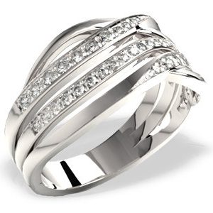 Pierścionek z białego złota z diamentami LP-53B