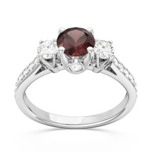 Pierścionek z białego złota z granatami i brylantami CP-31B