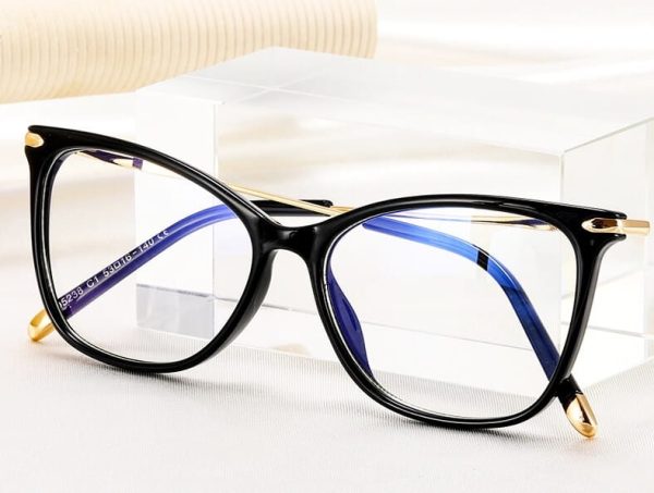 SLIM okulary damskie kocie oczy zerówki do komputera BLUE LIGHT 25151