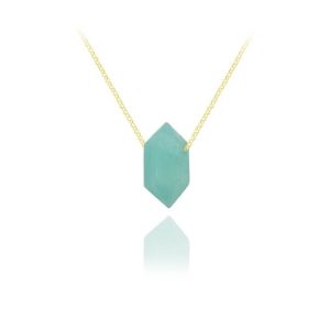 Srebrny naszyjnik łańcuszek z Amazonitem - 24k złocenie
