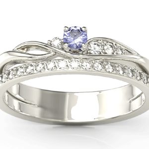 Pierścionek z białego złota z tanzanitem i brylantami BP-77B-TAN/D