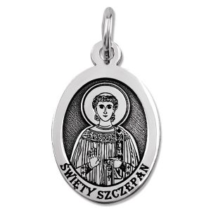 Medalik srebrny z wizerunkiem Św. Szczepana