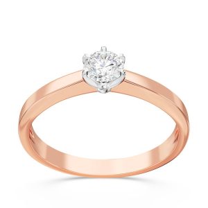Pierścionek zaręczynowy z różowego i białego złota z brylantem CP-2420PB