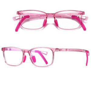 Okulary dla dzieci z uchwytami za uszy zerówki do komputera z filtrem Blue Light 25166D różowy