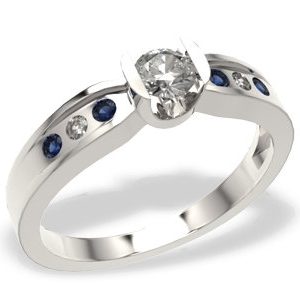 Pierścionek z białego złota z brylantami LP-5624B