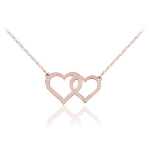 Srebrny naszyjnik Dwa Serca - rose gold