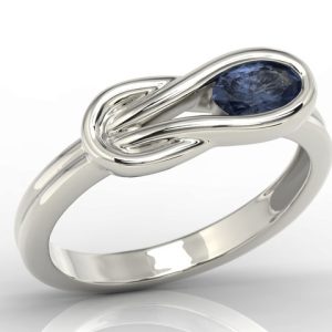 Pierścionek z białego złota z szafirem BP-69B