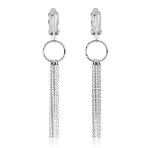 Srebrne klipsy Regina z łańcuszkami