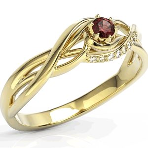 Pierścionek z żółtego złota z granatem i brylantami BP-71Z-GRA/D