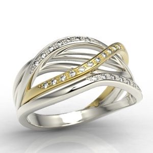 Pierścionek z białego i żółtego złota z brylantami LP-69BZ