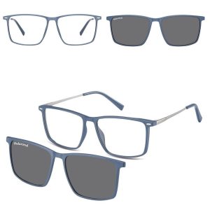 Prostokątne okulary pod korekcję z polaryzacyjną Nakładką przeciwsłoneczną na magnes CLIP-TRC-196B-1