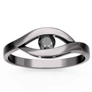 Pierścionek zaręczynowy ze złota rodowanego na czarno z czarnym brylantem LP-9920ZB-R-CZ