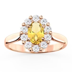 Pierścionek zaręczynowy z cytrynem i diamentami BP-57P
