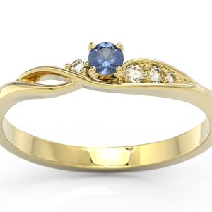Pierścionek z żółtego złota z szafirem i brylantami BP-7810Z