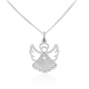 Naszyjnik Aniołek z Krzyżykiem - Pamiątka Chrztu