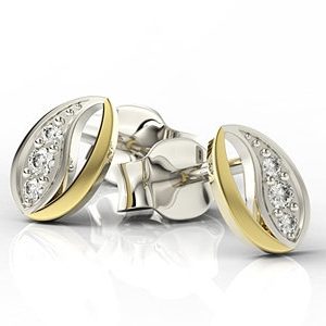 Kolczyki ziarenka kawy z żółtego i białego złota z diamentami LPK-85ZB