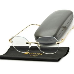 Bezramkowe złote okulary zerówki do komputera z filtrem BLUE Light STEC-16 ze skazą