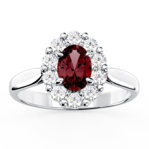 Pierścionek zaręczynowy ze granatem i diamentami BP-57B