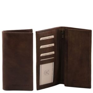 Tuscany Leather Ekskluzywny portfel skórzany dla mężczyzn - 2-krotnie składany , kolor ciemny brąz TL140777