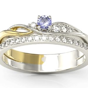 Pierścionek z białego i żółtego złota z tanzanitem i brylantami BP-77BZ-TAN/D