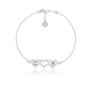 Bransoletka trzy serca - większa - z grawerem