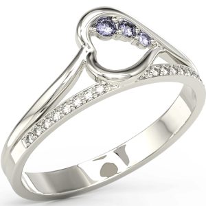 Pierścionek z białego złota z tanzanitami i brylantami BP-83B