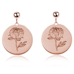 Kwiaty Polskie - Kolczyki z Peonią - rose gold