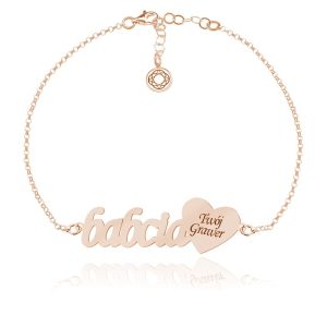 Srebrna bransoletka - Babcia - Grawer! rose gold