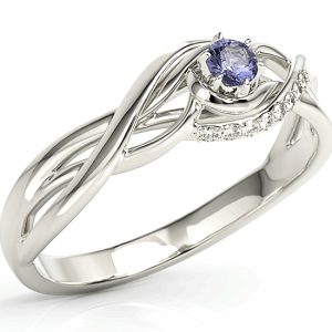 Pierścionek z białego złota z tanzanitem i brylantami BP-71B-TAN/D