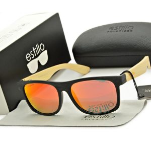 Drewniane męskie okulary przeciwsłoneczne polaryzacyjne lustrzane EST-406B ze skazą