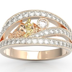 Pierścionek biegaczka, z różowego i żółtego złota z brylantami BP-94PZ-R