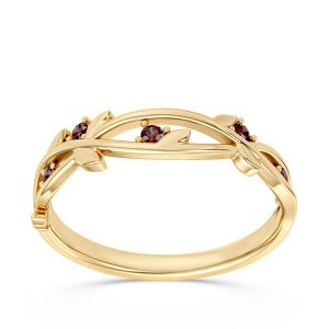 Pierścionek z żółtego złota z granatami CP-61Z