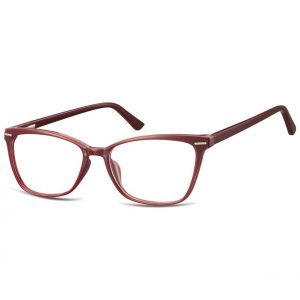 Damskie okulary optyczne zerówki kocie oczy Sunoptic CP118D bordowe