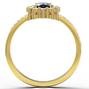 Pierścionek z żółtego złota z szafirem i diamentami LP-55Z