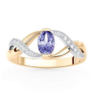 Pierścionek z żółtego i białego złota z tanzanitem i brylantami AP-69ZB