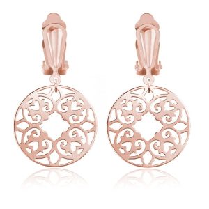 Srebrne klipsy Camille z rozetą - rose gold