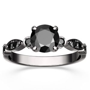 Pierścionek ze złota rodowanego na czarno z czarnymi brylantami BP-9380B-R-CZ