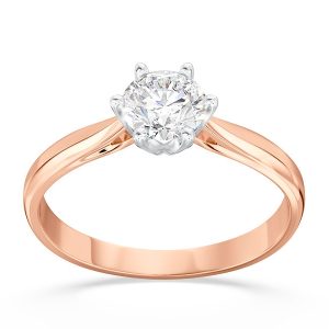 Pierścionek z brylantem certyfikowanym 0,60ct F/VVS1 z różowego i białego złota AP-6660PB