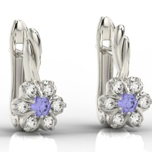 Kolczyki z białego złota z tanzanitami i brylantami APK-68B