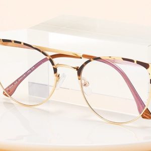 Damskie okulary Kocie Oczy zerówki do komputera BLUE LIGHT na teleskopach 25110A Panterka/Złoty