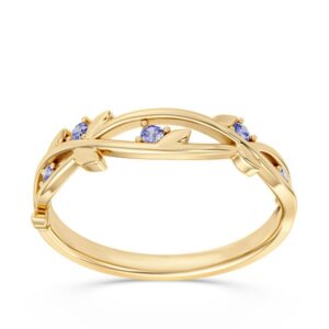 Pierścionek z żółtego złota z tanzanitami CP-61Z