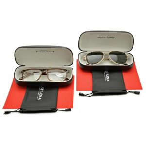 ZESTAW 6 PRODUKTÓW - 2x Etui na okulary czarne + 2x Ściereczka z mikrofibry + 2x Pokrowiec