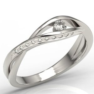 Pierścionek z białego złota z brylantami LP-60B