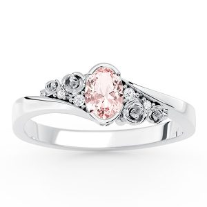 Pierścionek z białego złota AP-39B z morganitem i diamentami 0,03 ct