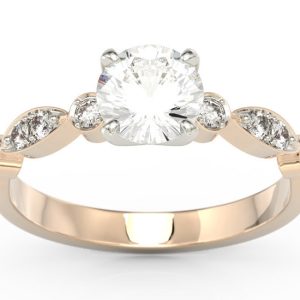 Pierścionek z różowego i białego złota z zirconem i brylantami BP-9380PB-R