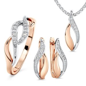 Zestaw z różowego i białego złota z diamentami BP-17PB-ZEST