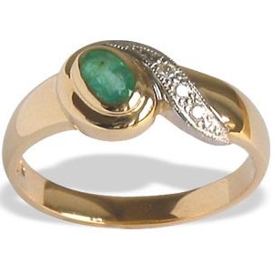 Pierścionek ze złota ze szmaragdem i diamentami JP-30Z-R