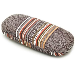 Twarde etui na okulary brązowe w orientalny wzór ET-111B