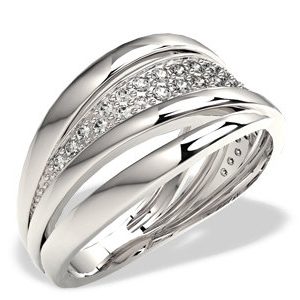 Pierścionek z białego złota z brylantami LP-48B