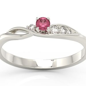 Pierścionek z białego złota z rubinem i brylantami BP-7810B